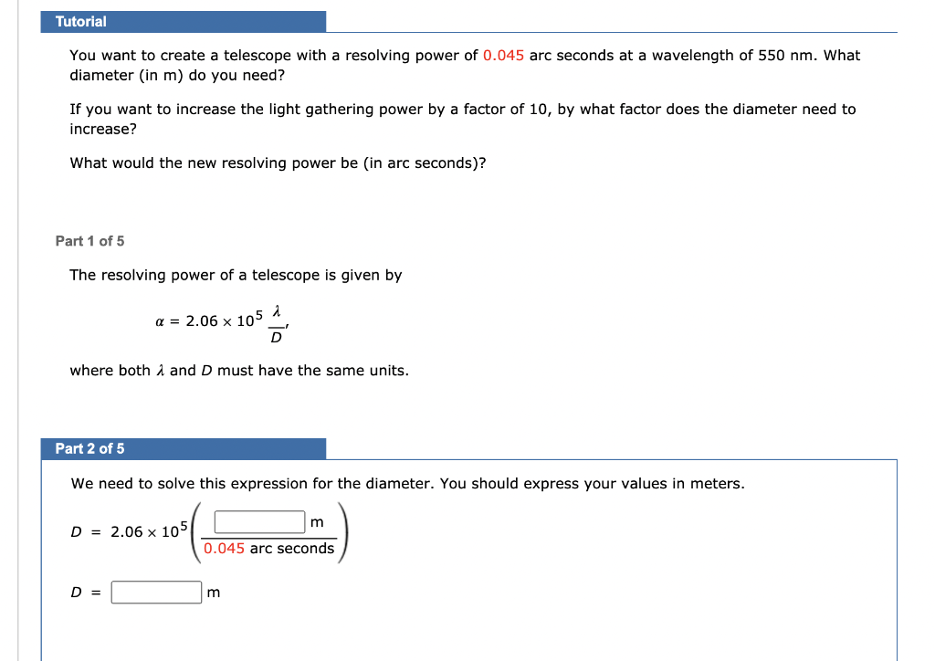 Solved Tutorial You want to create a telescope with a