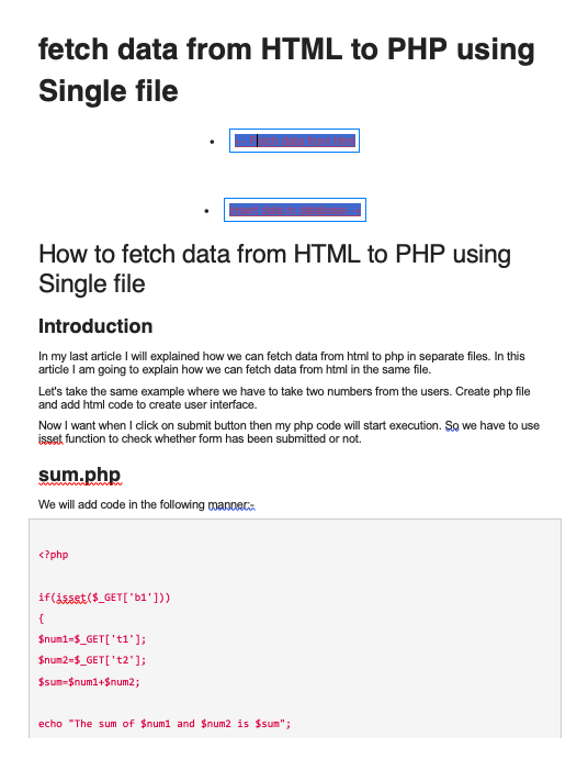 Solved fetch data from HTML to PHP using Single file How to | Chegg.com