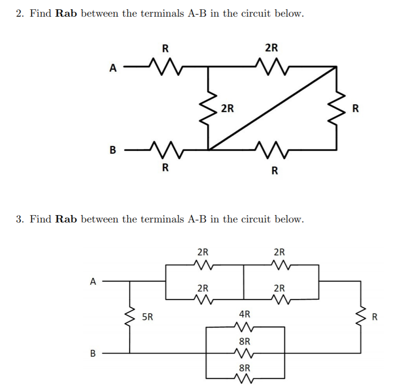 Solved 2. Find Rab Between The Terminals A-B In The Circuit | Chegg.com