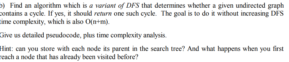 Solved Find an algorithm which is a variant of DFS that | Chegg.com