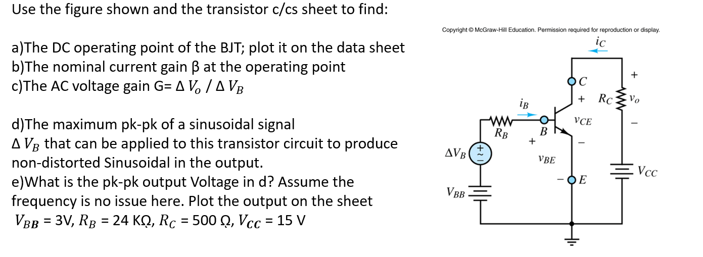 Solved Use The Figure Shown And The Transistor C Cs Sheet Chegg Com