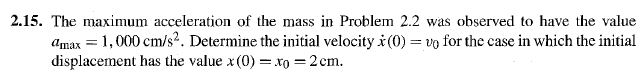 Solved 2.15. The Maximum Acceleration Of The Mass In Problem | Chegg.com