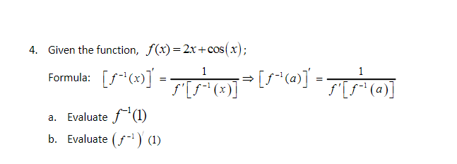 inverse of f x )= 2x cos x