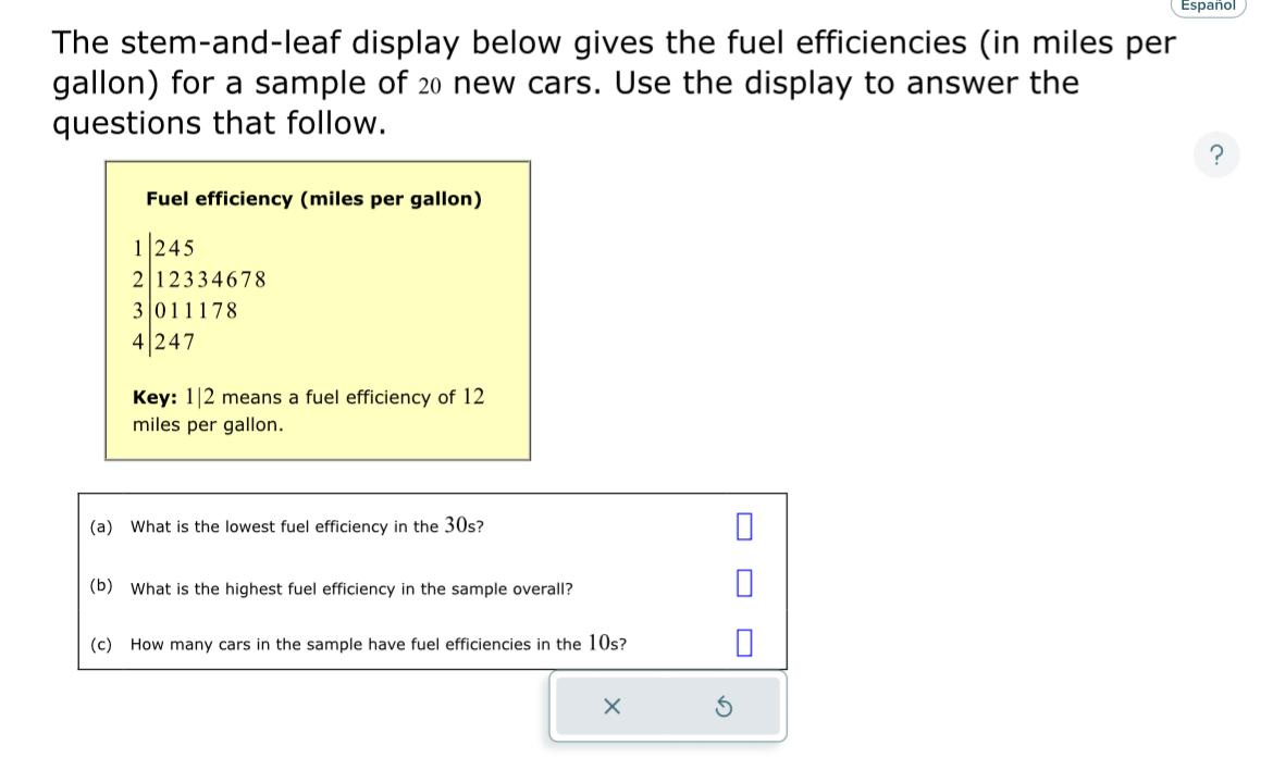 [Solved] The stemandleaf display below gives the fuel e