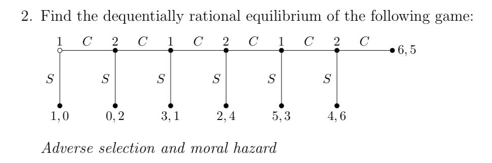 Solved 2. Find the dequentially rational equilibrium of the | Chegg.com