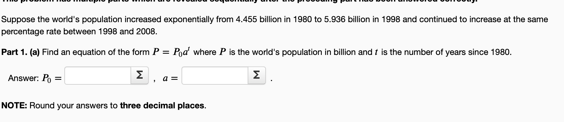 Solved Suppose the world's population increased | Chegg.com