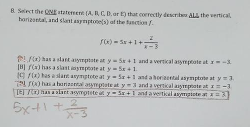 Solved 8. Select the ONE statement (A, B, C, D, or E) that | Chegg.com