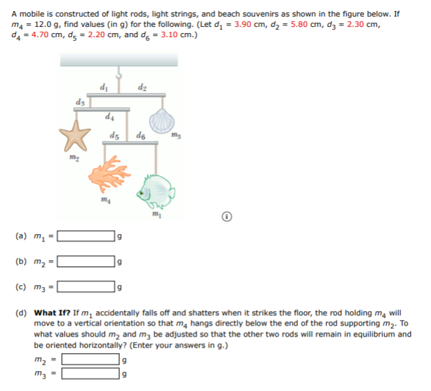 Solved A Mobile Is Constructed Of Light Rods, Light Strings, | Chegg.com