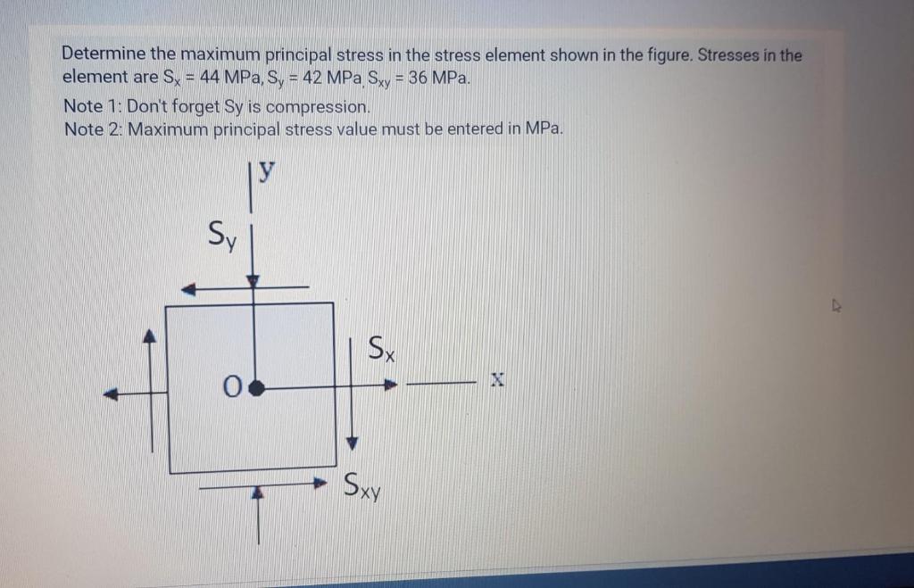 Solved Determine the maximum principal stress in the stress | Chegg.com