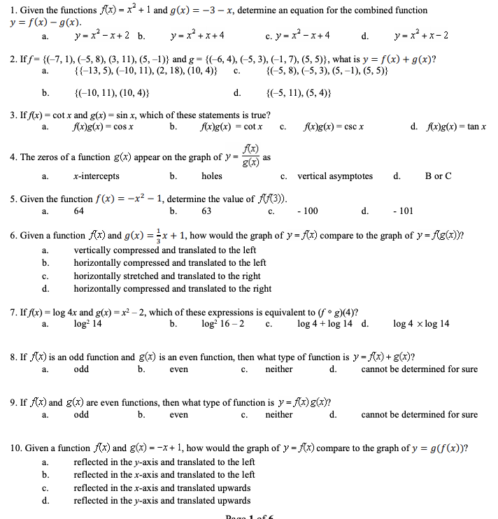 Solved 1 Given The Functions Az X 1 And G X 3 Chegg Com