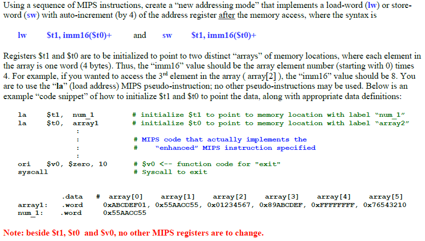 Using A Sequence Of MIPS Instructions, Create A "new | Chegg.com