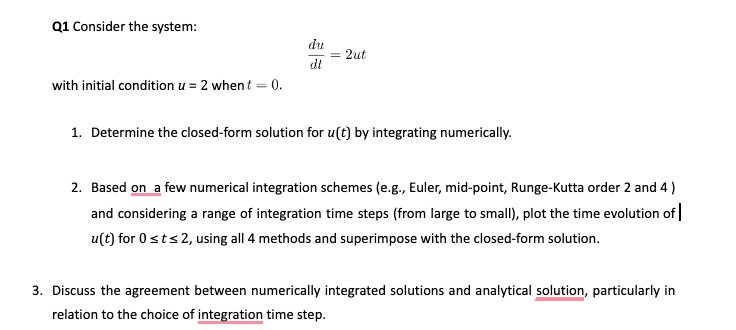 Solved Q1 Consider the system with initial condition u 2