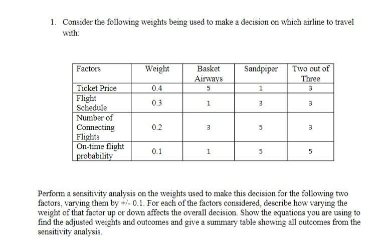 Solved 1. Consider The Following Weights Being Used To Make | Chegg.com