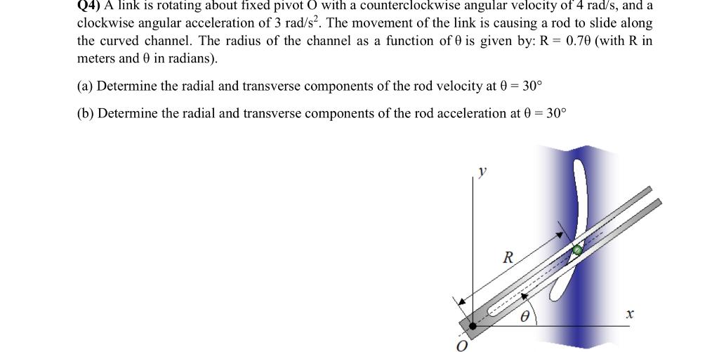 Solved 04) A link is rotating about fixed pivot 0 with a | Chegg.com