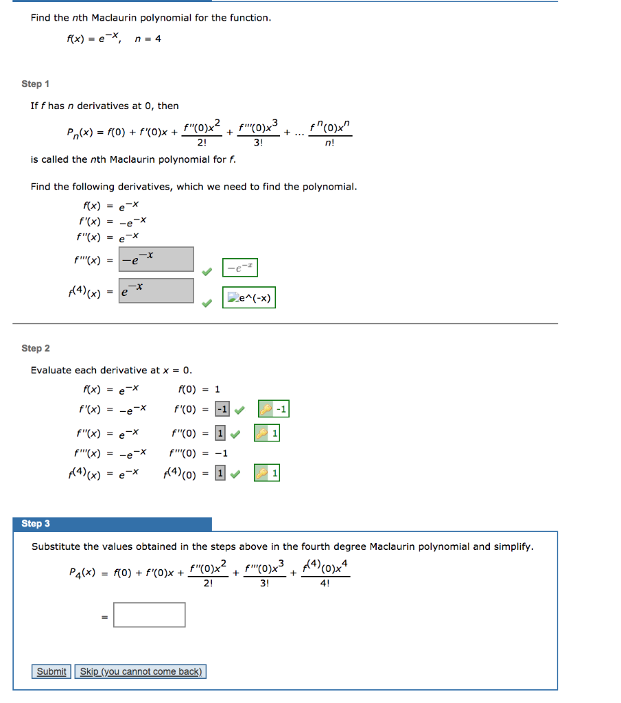 Find The Nth Maclaurin Polynomial For The Function Chegg Com