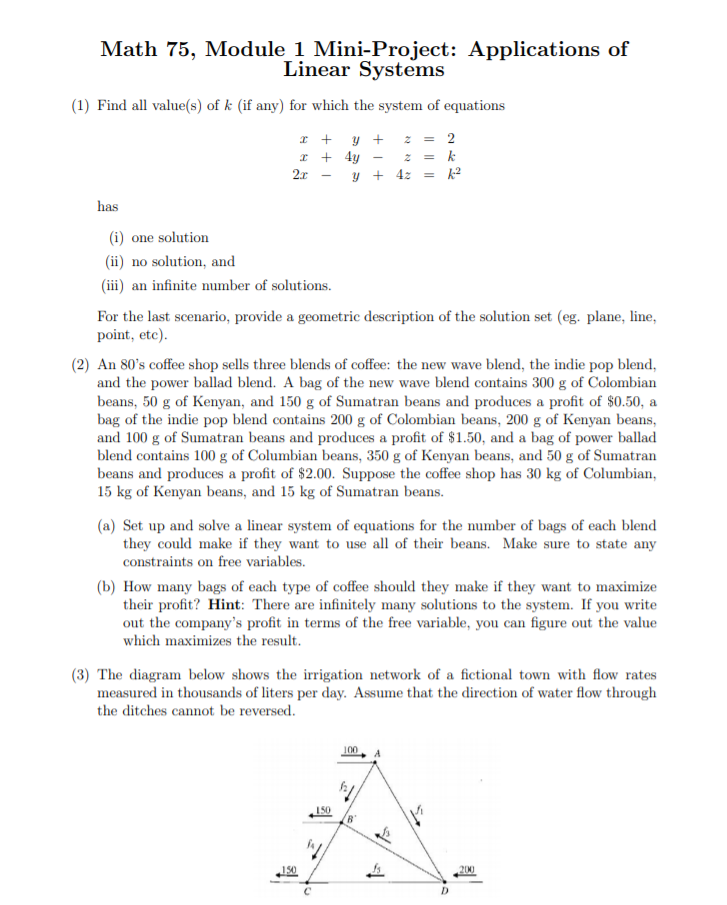 Solved Math 75, Module 1 Mini-Project: Applications of | Chegg.com