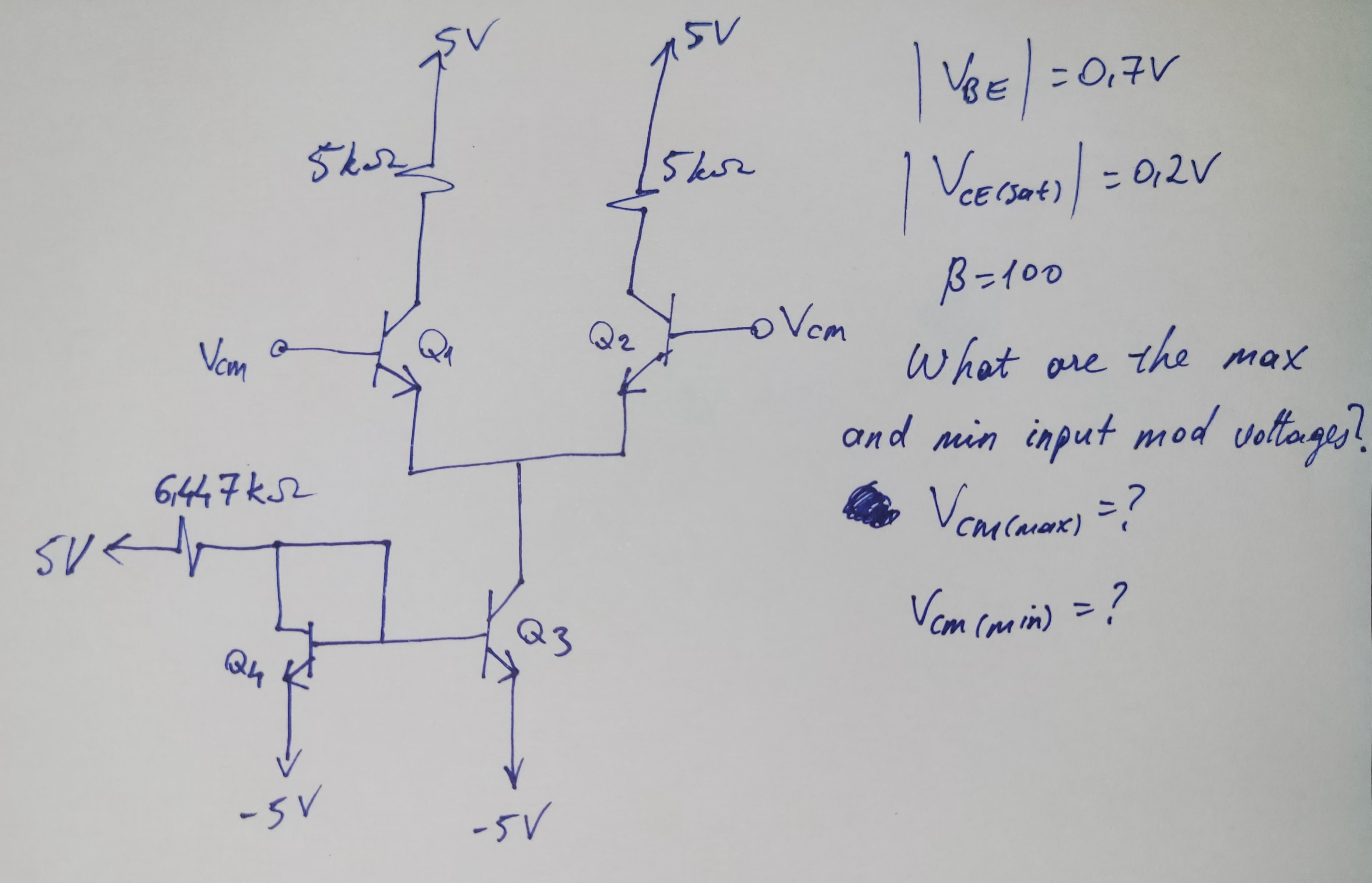 What are the max and min input common mod voltages? | Chegg.com