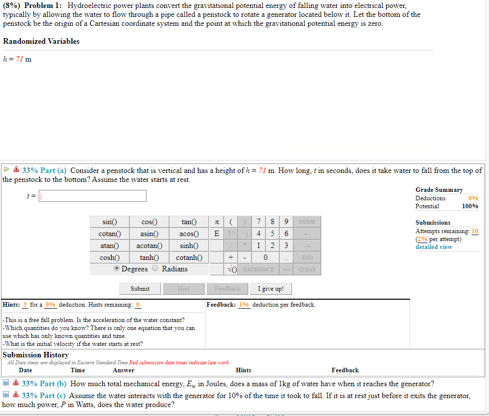 Solved (S) Problem 1 Hydroelectric Power Plants Convert...