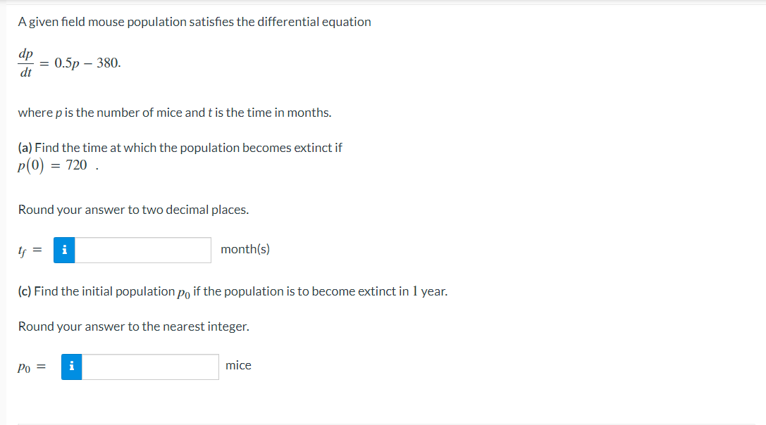 Solved A given field mouse population satisfies the | Chegg.com