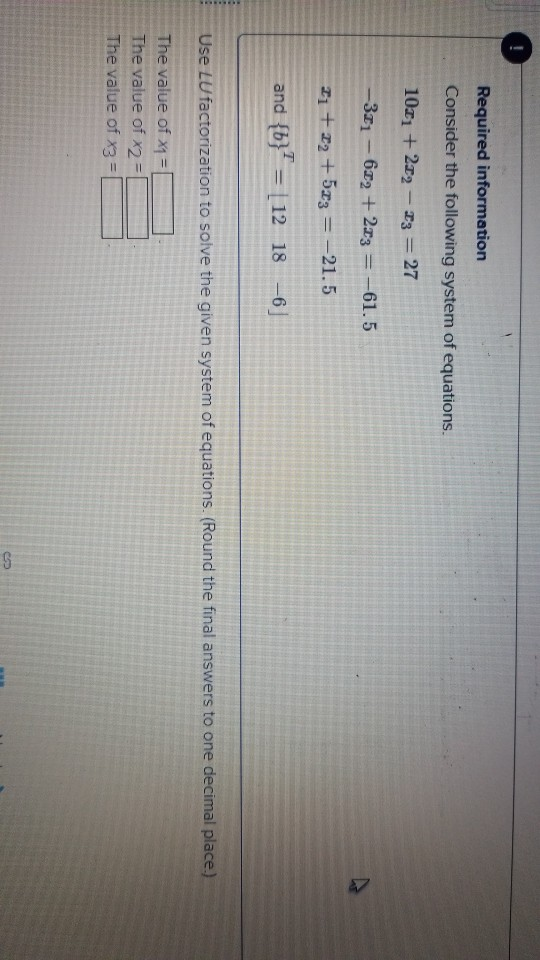 Solved Required information Consider the following system of | Chegg.com