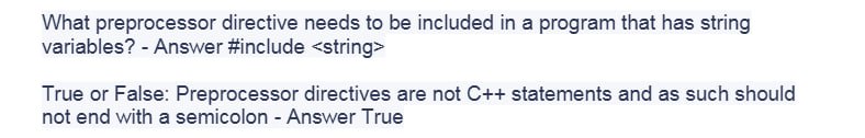 Solved What preprocessor directive needs to be included in a | Chegg.com
