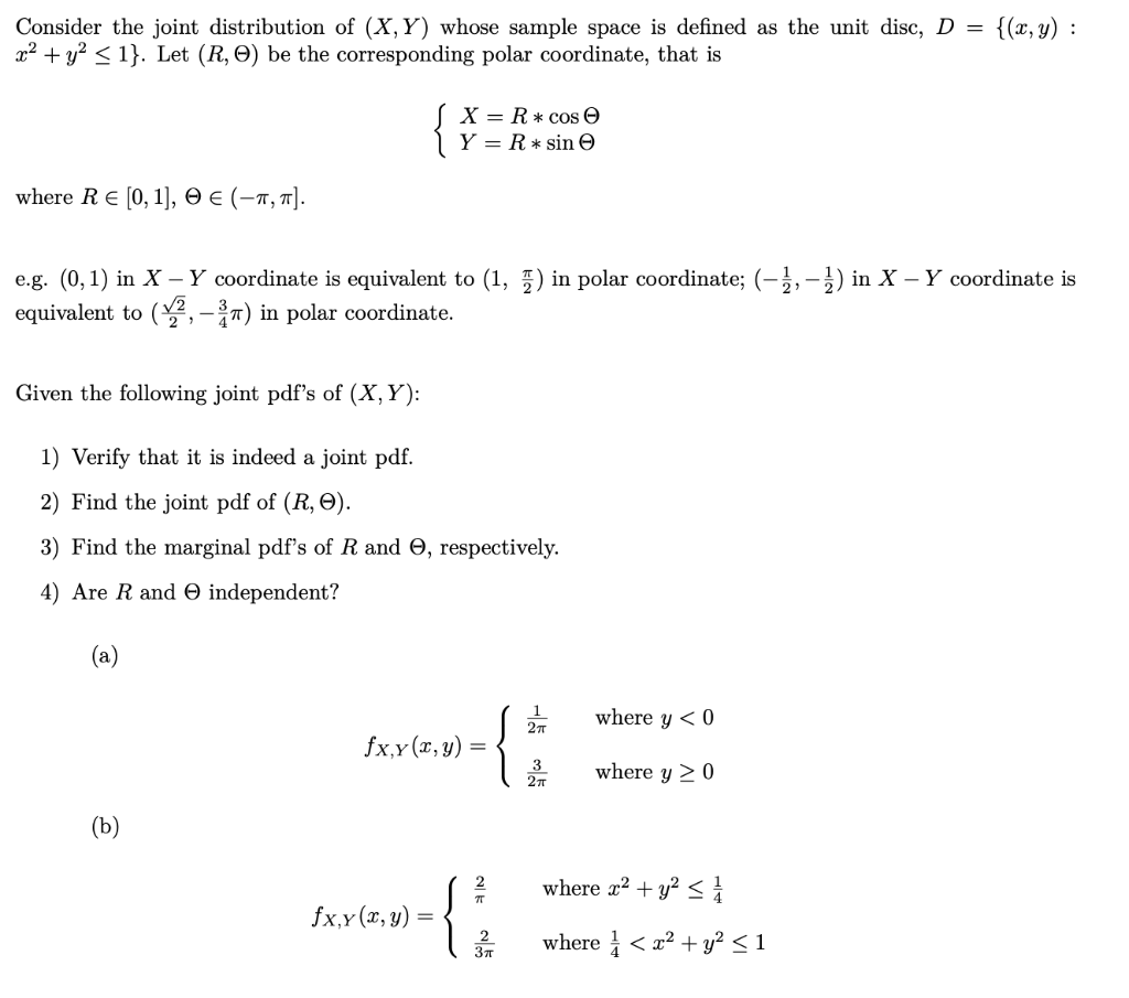 Solved Consider the joint distribution of (X,Y) whose sample | Chegg.com