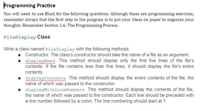 Solved Programming Practice You will need to use Blue) for | Chegg.com