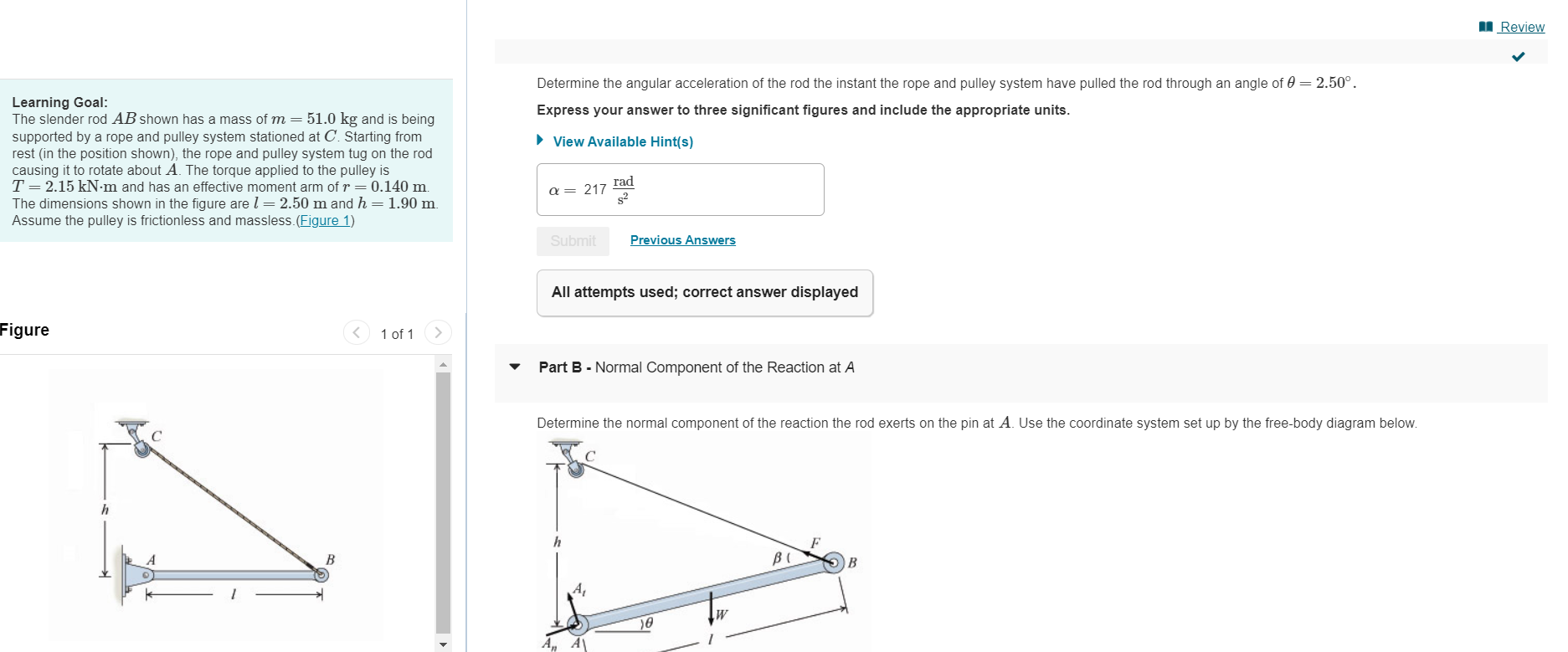 Solved MI Review Determine the angular acceleration of the | Chegg.com