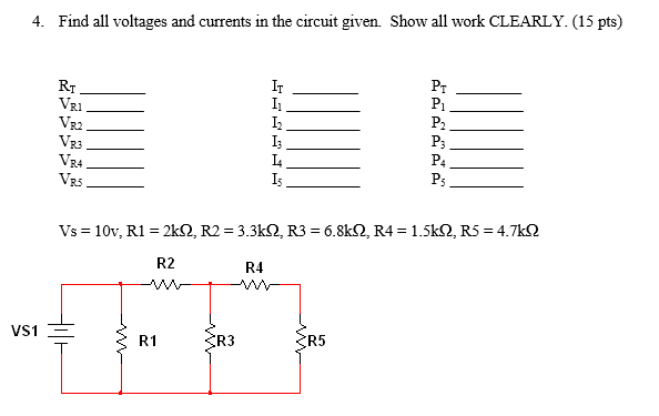 Solved 4. Find all voltages and currents in the circuit | Chegg.com