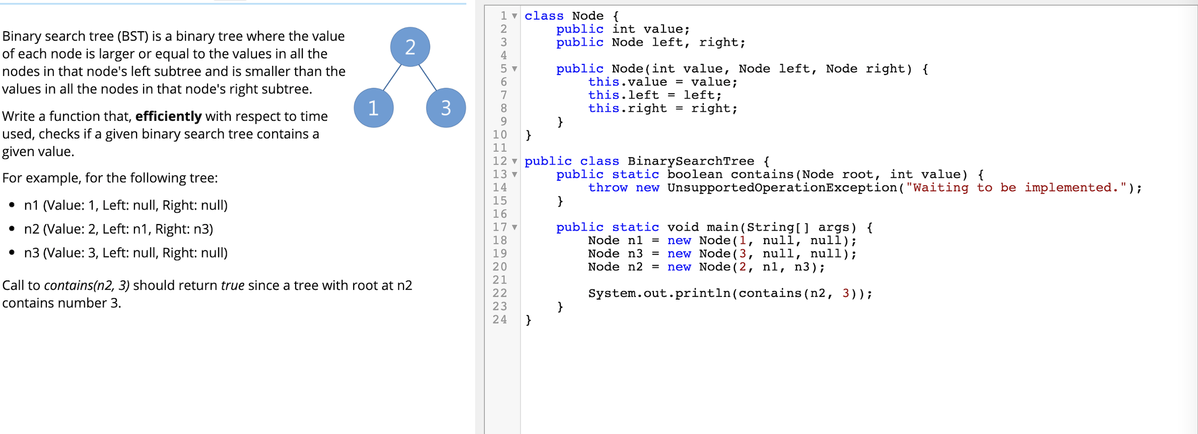 Solved 2 1 3 Binary search tree (BST) is a binary tree where | Chegg.com