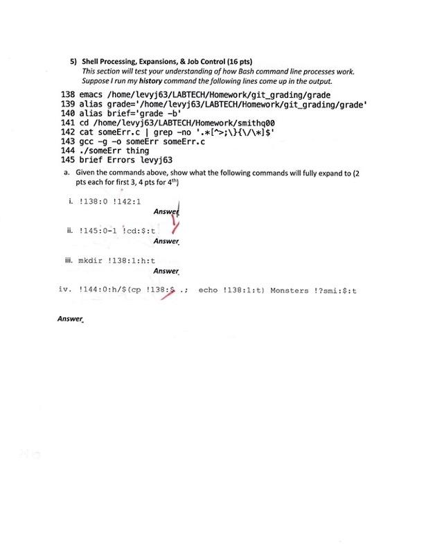 Solved 5) Shell Processing, Expansions, & Job Control (16 