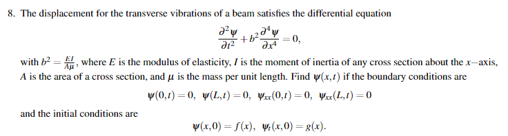 Solved The displacement for the transverse vibrations of a | Chegg.com