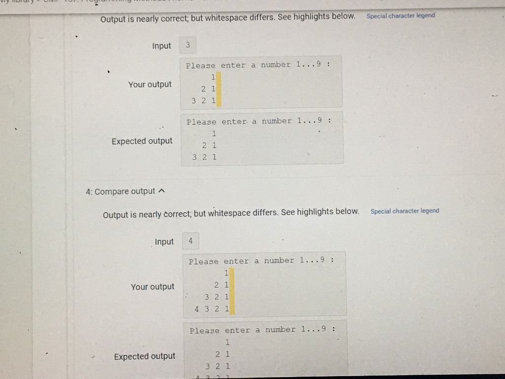 Solved 1: Compare output . Output is nearly correct; but | Chegg.com