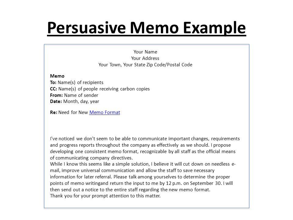 sample persuasive memorandum