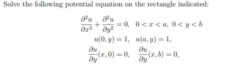 Solved Solve the following potential equation on the | Chegg.com