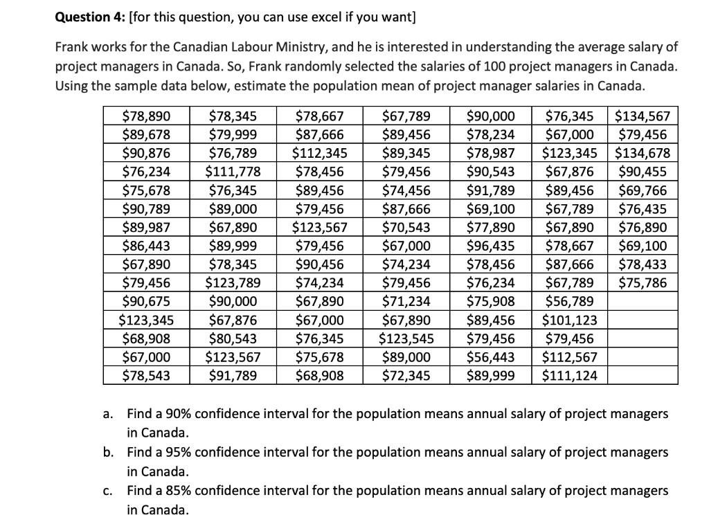 Solved Question 4 [for this question, you can use excel if