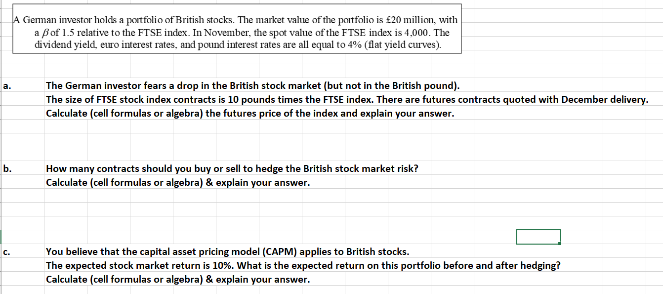 Solved A German Investor Holds Portfolio Of British Sto Chegg A German Investor Holds Portfolio Of