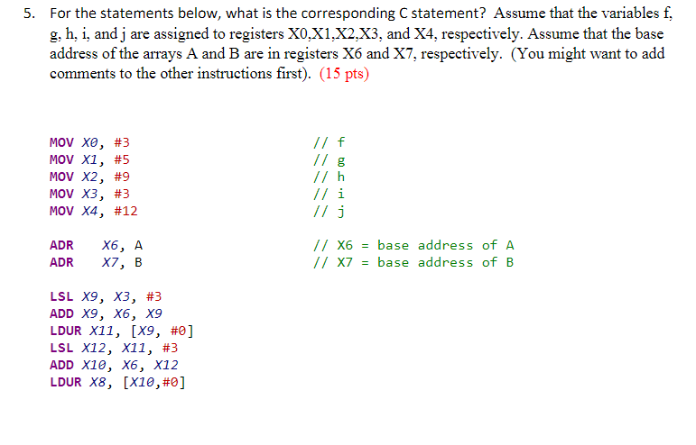 Solved 5. For the statements below, what is the | Chegg.com