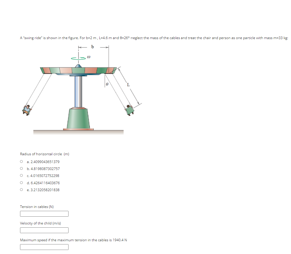 Solved A "swing ride" is shown in the figure. For b=2 m, | Chegg.com