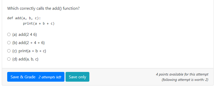 Solved Which correctly calls the add() function? | Chegg.com