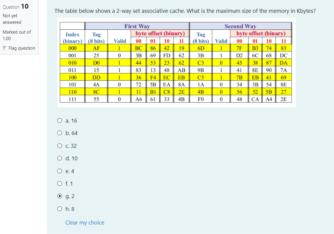 Solved Question 10 Not yet answered The table below shows a | Chegg.com