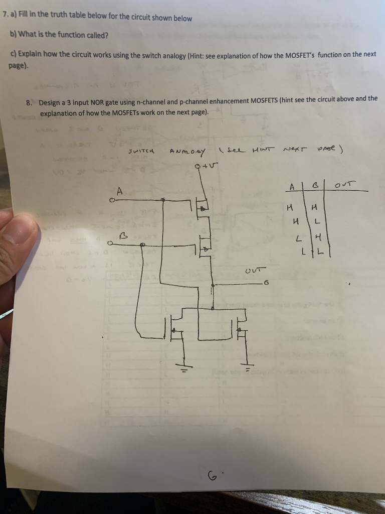Solved 7. a) Fill in the truth table below for the circuit | Chegg.com