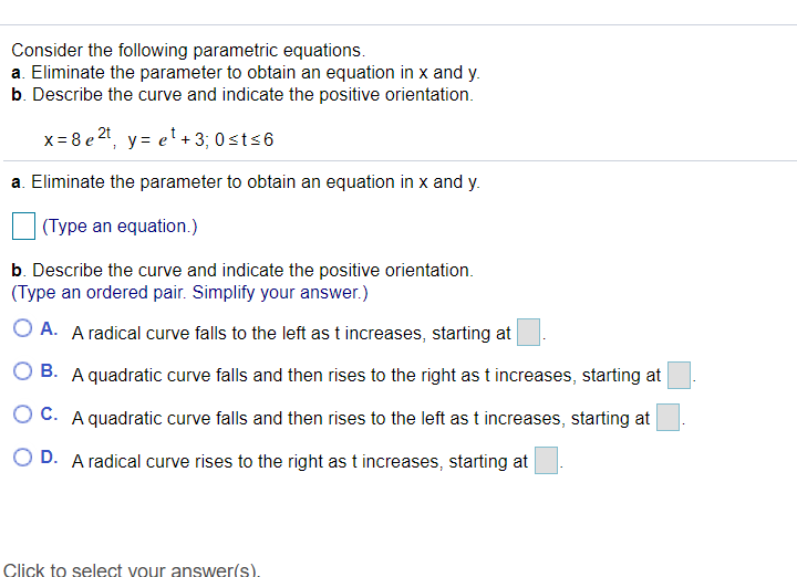 Solved Consider The Following Parametric Equations. A. | Chegg.com