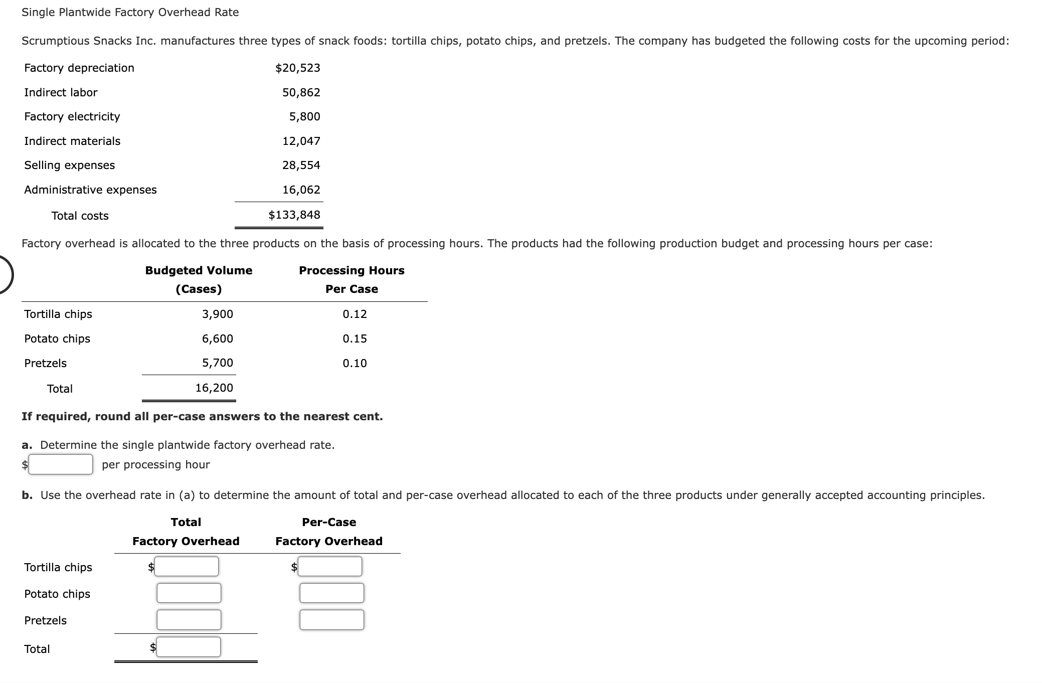 Solved Single Plantwide Factory Overhead Rate\table[[Factory