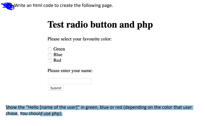 Solved Write an html code to create the following page. Test 