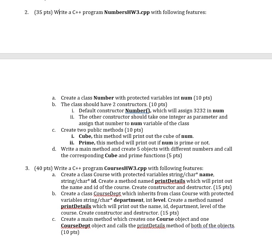 Solved 2. (35 pts) Write a C++ program NumbersHw3.cpp with | Chegg.com