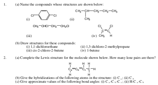Solved 1. (a) Name the compounds whose structures are shown | Chegg.com