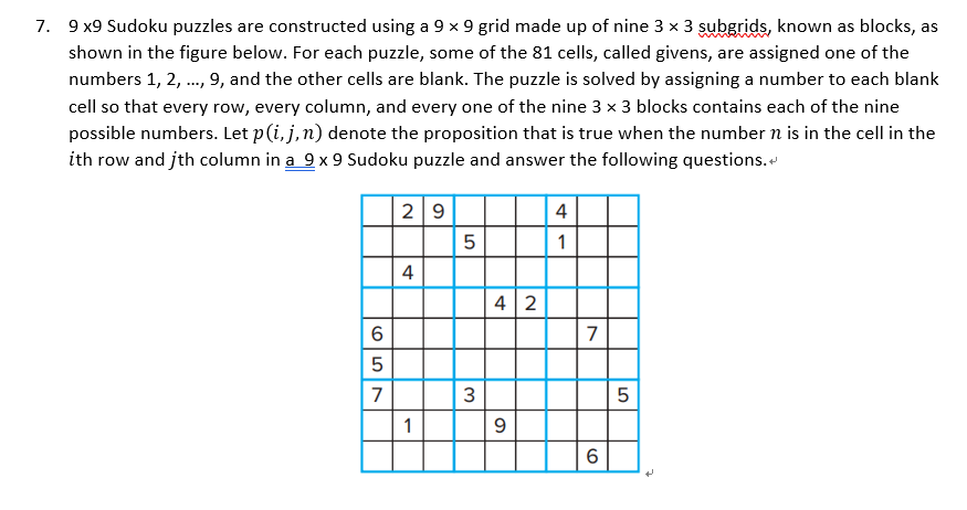 7. 9×9 Sudoku puzzles are constructed using a 9×9 | Chegg.com