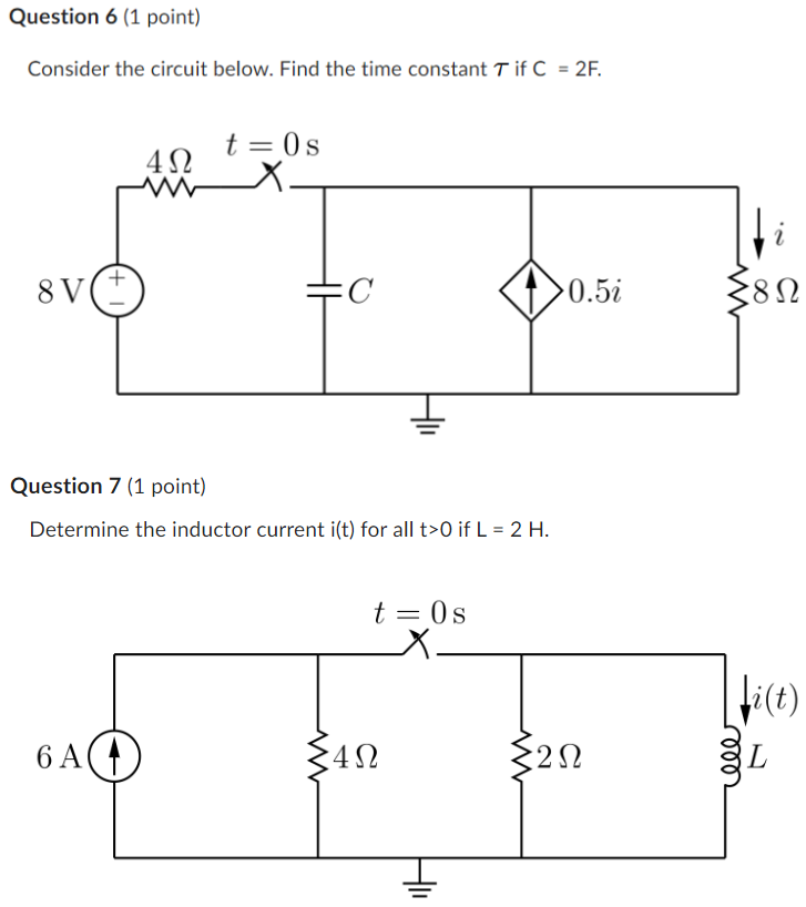 Solved Consider the circuit below. Find the time constant T | Chegg.com