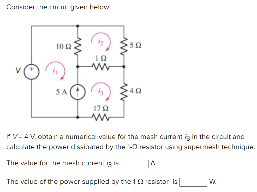 Solved Consider the circuit given below. If V=4 V, obtain a | Chegg.com